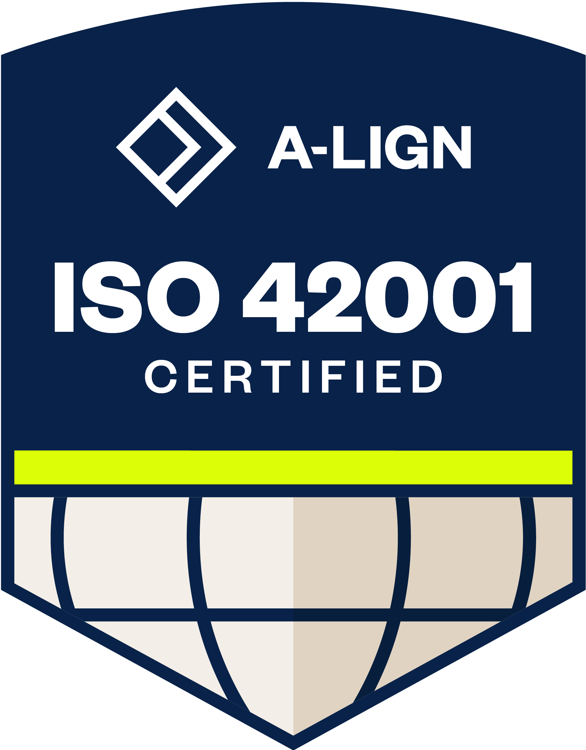 ISO/IEC 42001 certified badge from A-LIGN